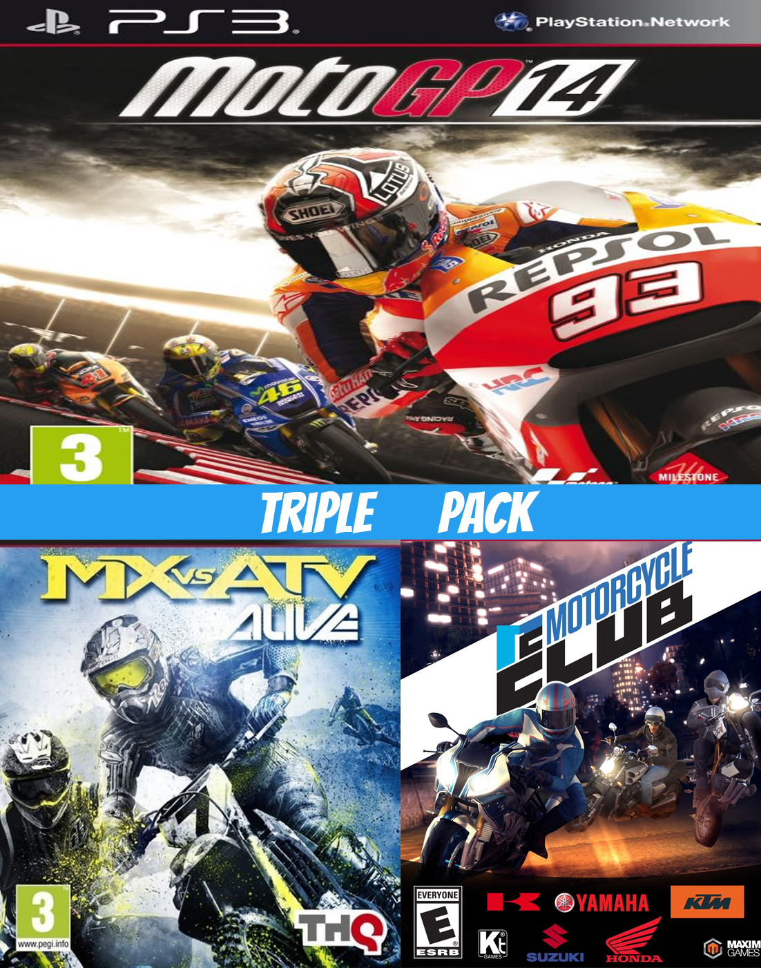 Moto GP 14 + Mx vs Atv Live + Motorcycle Club PS3 – Juegos Digitales